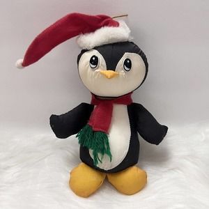 1988 DAN DEE Penguin Hanging Christmas Ornament Santa Hat Scarf Puffy 6" HTF Vtg